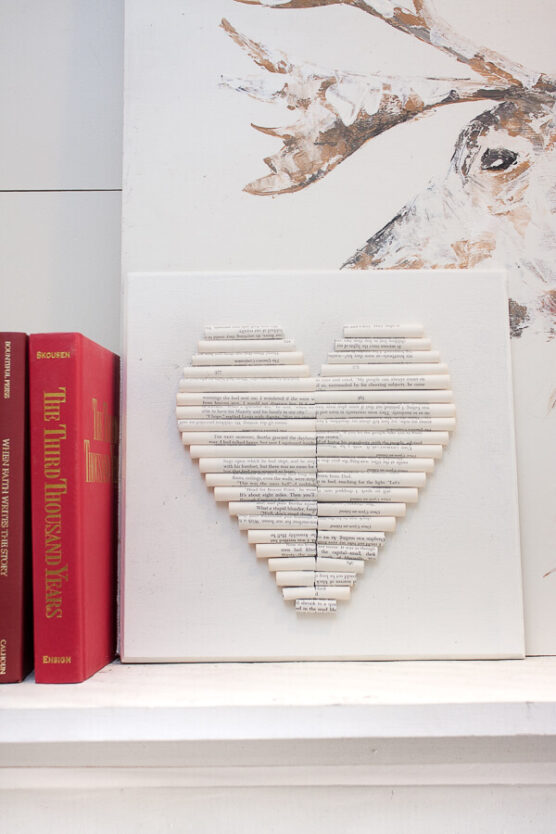 Rolled book page heart art